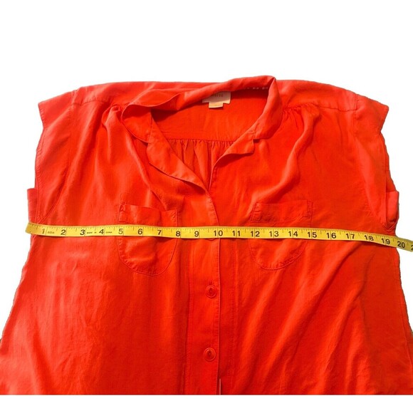 Anthropologie Maeve ORANGE Rayon Short Sleeve Shirt Button Down Pockets Sz S - Picture 10 of 11